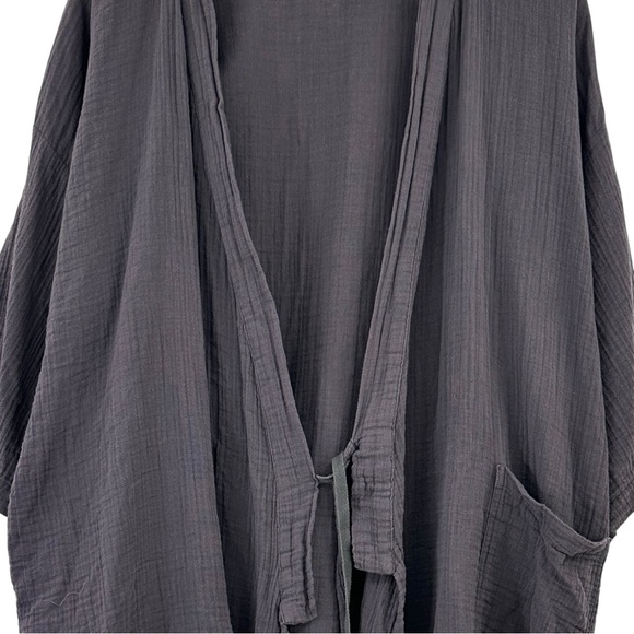 ODD BIRD Kardes Charcoal Gray Cotton Gauze Oversized Loose Fit Loungewear Top - Picture 5 of 11